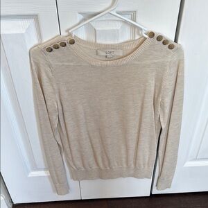 LOFT Beige Sweater with Button Detail